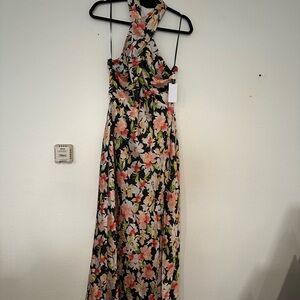 Astr Black Floral Midi Dress